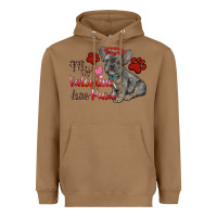 My Valentine Has Paws French Bulldog Heavyweight Hoodie | Teevron