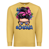 Antique Gold ohana stitch messy bun Premium Sweatshirt - Zillion Design Studio