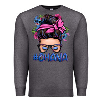 Charcoal Heather ohana stitch messy bun Premium Sweatshirt - Zillion Design Studio