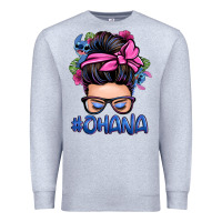 Heather Grey ohana stitch messy bun Premium Sweatshirt - Zillion Design Studio