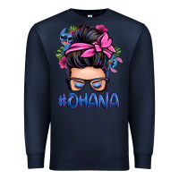 Navy ohana stitch messy bun Premium Sweatshirt - Zillion Design Studio