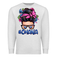 Oatmeal Heather ohana stitch messy bun Premium Sweatshirt - Zillion Design Studio