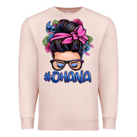 Pale Pink ohana stitch messy bun Premium Sweatshirt - Zillion Design Studio