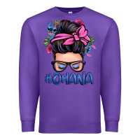 Purple ohana stitch messy bun Premium Sweatshirt - Zillion Design Studio