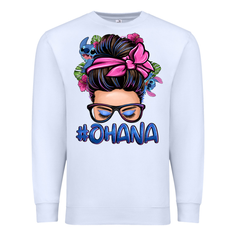 Ohana Stitch Messy Bun Premium Sweatshirt by Zillion Design Studio | Teevron