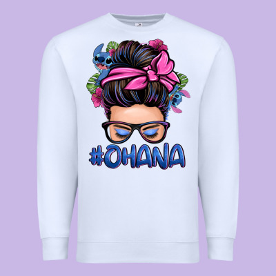 Ohana Stitch Messy Bun Premium Sweatshirt Designed By Zillion Design Studio
