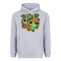 Heather Grey texas map Heavyweight Hoodie - Zillion Design Studio