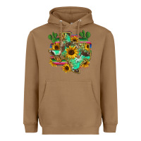 Toasted Coconut texas map Heavyweight Hoodie - Zillion Design Studio