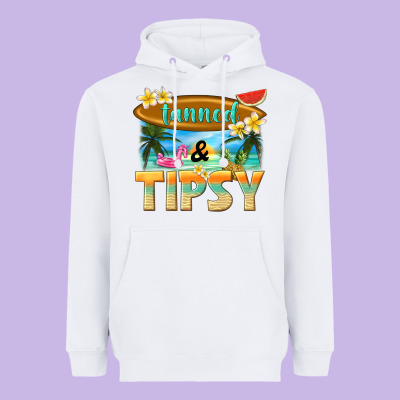 Tanned And Tipsy Heavyweight Hoodie Designed By Texasbilliewilder