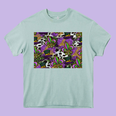 Mardi Gras Celebration Pattern Heavy Core Tee Designed By Cowhidedigitalart