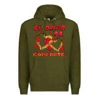 Army Green el amor se comparte with churros Premium Hoodie - AdoDesignShop