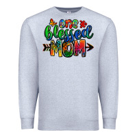 Heather Grey one blessed mom autism Premium Sweatshirt - Zillion Design Studio