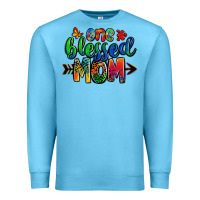 Ocean Blue one blessed mom autism Premium Sweatshirt - Zillion Design Studio