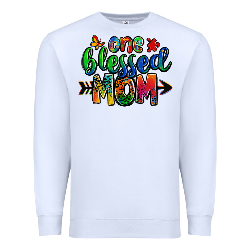 One Blessed Mom Autism Premium Sweatshirt by Zillion Design Studio | Teevron