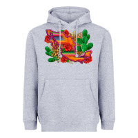 Heather Grey mexico map Heavyweight Hoodie - Zillion Design Studio
