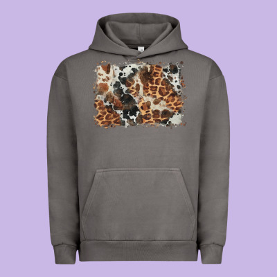 Cowhide Leopard Background Urban Hoodie Designed By Barkaloodesign