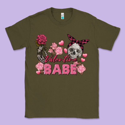 Valentine Babe Valentine's Day Skull Classic Tee Designed By Fadigitalartstudio