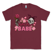 Burgundy Valentine Babe Valentine's Day Skull Classic Tee - FaDigitalArtStudio