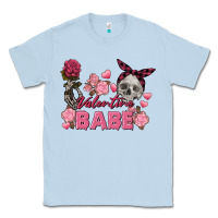 Dusty Blue Valentine Babe Valentine's Day Skull Classic Tee - FaDigitalArtStudio