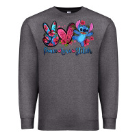 Charcoal Heather peace love stitch Premium Sweatshirt - Zillion Design Studio