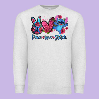 Peace Love Stitch Premium Sweatshirt Designed By Zillion Design Studio