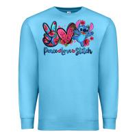 Ocean Blue peace love stitch Premium Sweatshirt - Zillion Design Studio