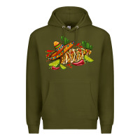 Army Green mexican elote corn sombrero lime and  cactus Premium Hoodie - AdoDesignShop