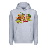 Heather Grey mexican elote corn sombrero lime and  cactus Premium Hoodie - AdoDesignShop