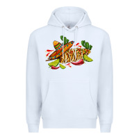 White mexican elote corn sombrero lime and  cactus Premium Hoodie - AdoDesignShop