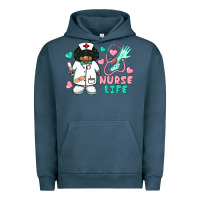 Pigment Midnight Navy nurse life afro american nurse Urban Hoodie - BarkalooDesign