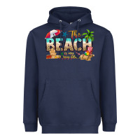 Navy the beach is my happy place Heavyweight Hoodie - texasbilliewilder