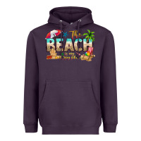Plum the beach is my happy place Heavyweight Hoodie - texasbilliewilder