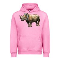 Fuchsia Pink Rhino Illustrations Urban Hoodie - LillyAllenDesigns
