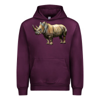 Mauve Wine Rhino Illustrations Urban Hoodie - LillyAllenDesigns