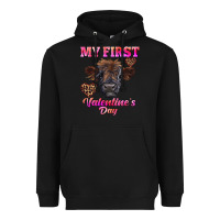 Black my first valentine's day highland calf Heavyweight Hoodie - RanaPortraitStore