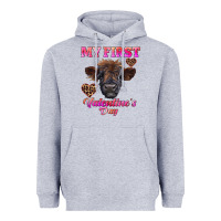 My First Valentine's Day Highland Calf Heavyweight Hoodie | Teevron