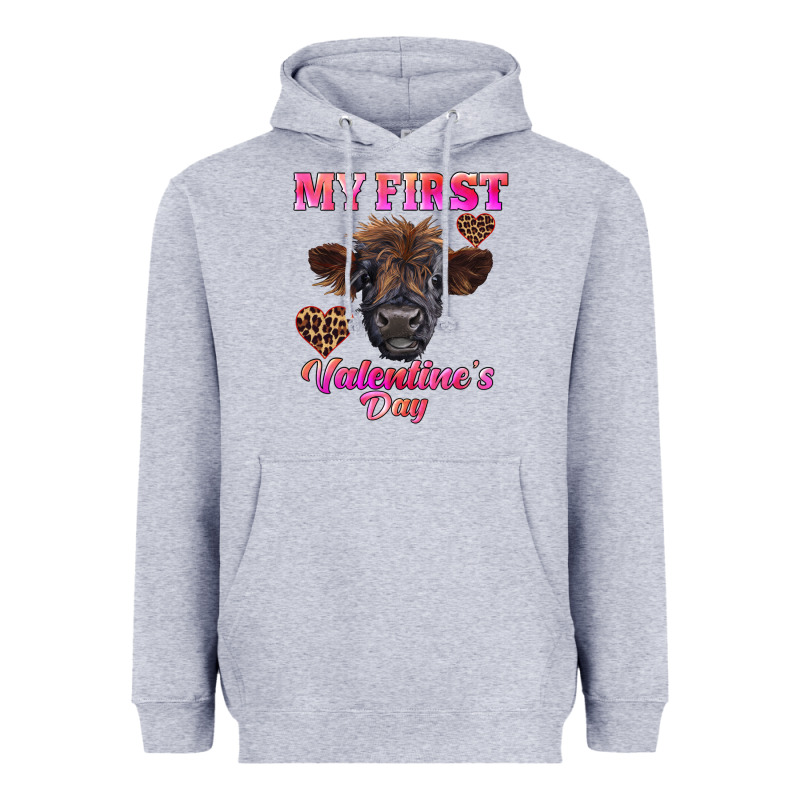 My First Valentine's Day Highland Calf Heavyweight Hoodie by RanaPortraitStore | Teevron