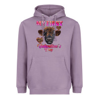 Lavender my first valentine's day highland calf Heavyweight Hoodie - RanaPortraitStore