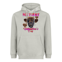 Moon Dust my first valentine's day highland calf Heavyweight Hoodie - RanaPortraitStore