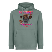Sage my first valentine's day highland calf Heavyweight Hoodie - RanaPortraitStore