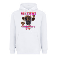 White my first valentine's day highland calf Heavyweight Hoodie - RanaPortraitStore