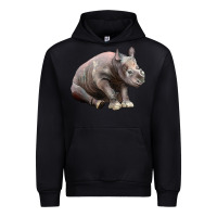 Black Baby Rhino Illustrations Urban Hoodie - LillyAllenDesigns