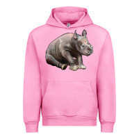 Fuchsia Pink Baby Rhino Illustrations Urban Hoodie - LillyAllenDesigns