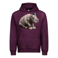 Mauve Wine Baby Rhino Illustrations Urban Hoodie - LillyAllenDesigns