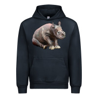 Navy Baby Rhino Illustrations Urban Hoodie - LillyAllenDesigns