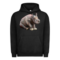 Pigment Black Baby Rhino Illustrations Urban Hoodie - LillyAllenDesigns