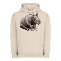 Pigment French Oak Baby Rhino Illustrations Urban Hoodie - LillyAllenDesigns