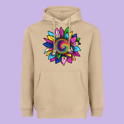 Tie Dye Sunflower Heavyweight Hoodie Designed By Texasbilliewilder