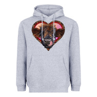 Heather Grey leopard heart highland calf Heavyweight Hoodie - RanaPortraitStore