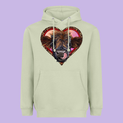 Leopard Heart Highland Calf Heavyweight Hoodie Designed By Ranaportraitstore